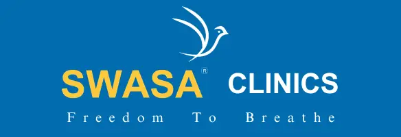 Logo featuring a stylized white bird above the text "SWASA CLINICS" in blue and yellow.